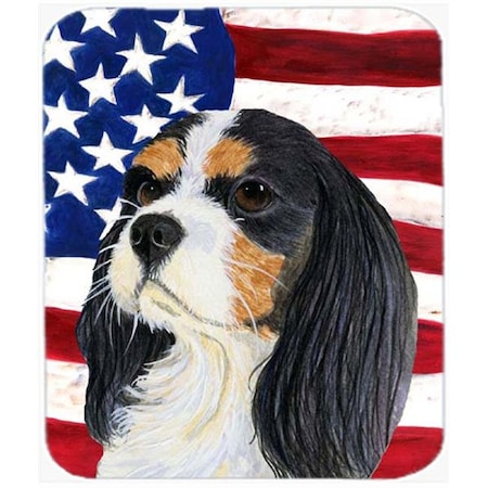 Usa American Flag With Cavalier Spaniel Mouse Pad; Hot Pad Or Trivet